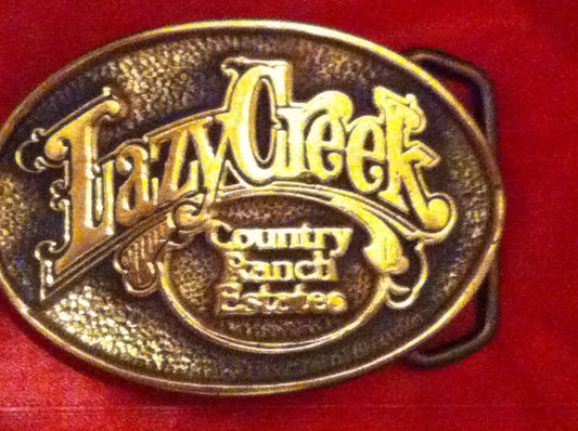 Lazy Creek Country Ranch Estates Solid Brass Vintage Belt Buckle  Free shipping!