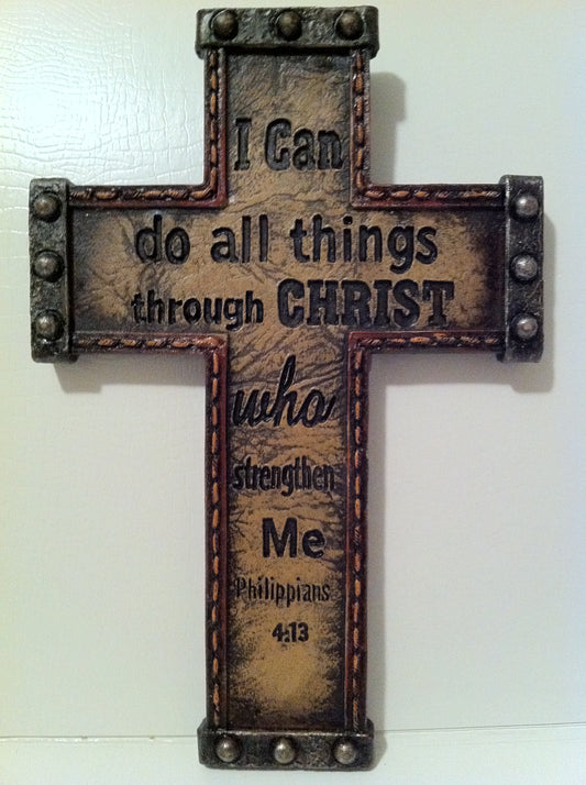 "I can do All Things through Christ who Strenghten Me " Rustic Western Cross