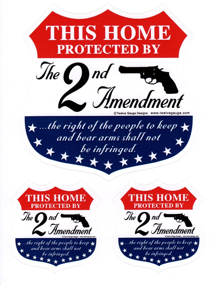 "This Home Protected by the Second Amendment" Bumper Sticker with free Decals