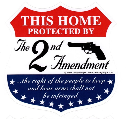 "This Home Protected by the Second Amendment" Bumper Sticker with free Decals