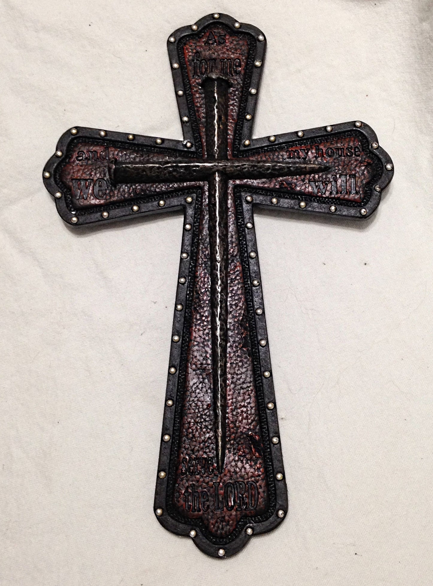 Western Style Rustic Leather and Nails Wall Cross (RA4034)