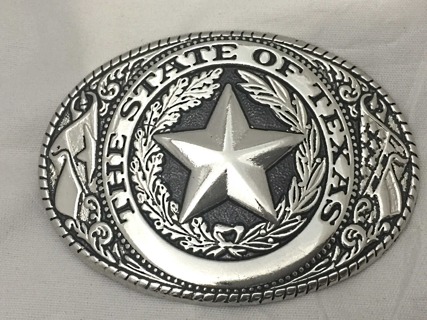 3 piece set Texas Seal Set: Belt Buckle, Bolo and Key Ring (Silver)