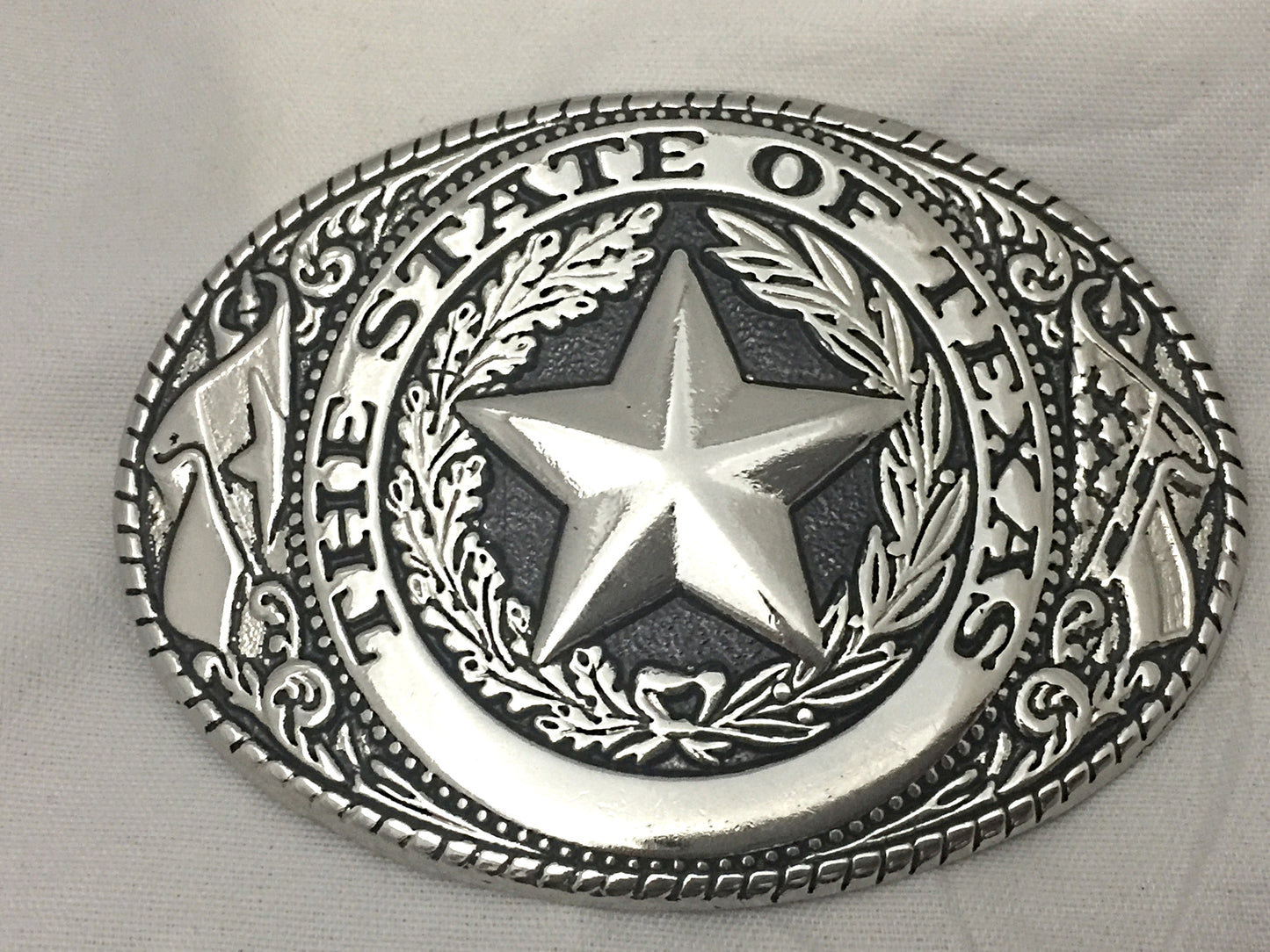 3 piece set Texas Seal Set: Belt Buckle, Bolo and Key Ring  (Silver)
