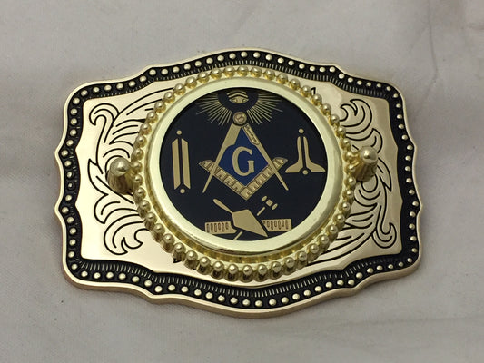Masonic Symbols Belt Buckle  Western Style Black and Gold