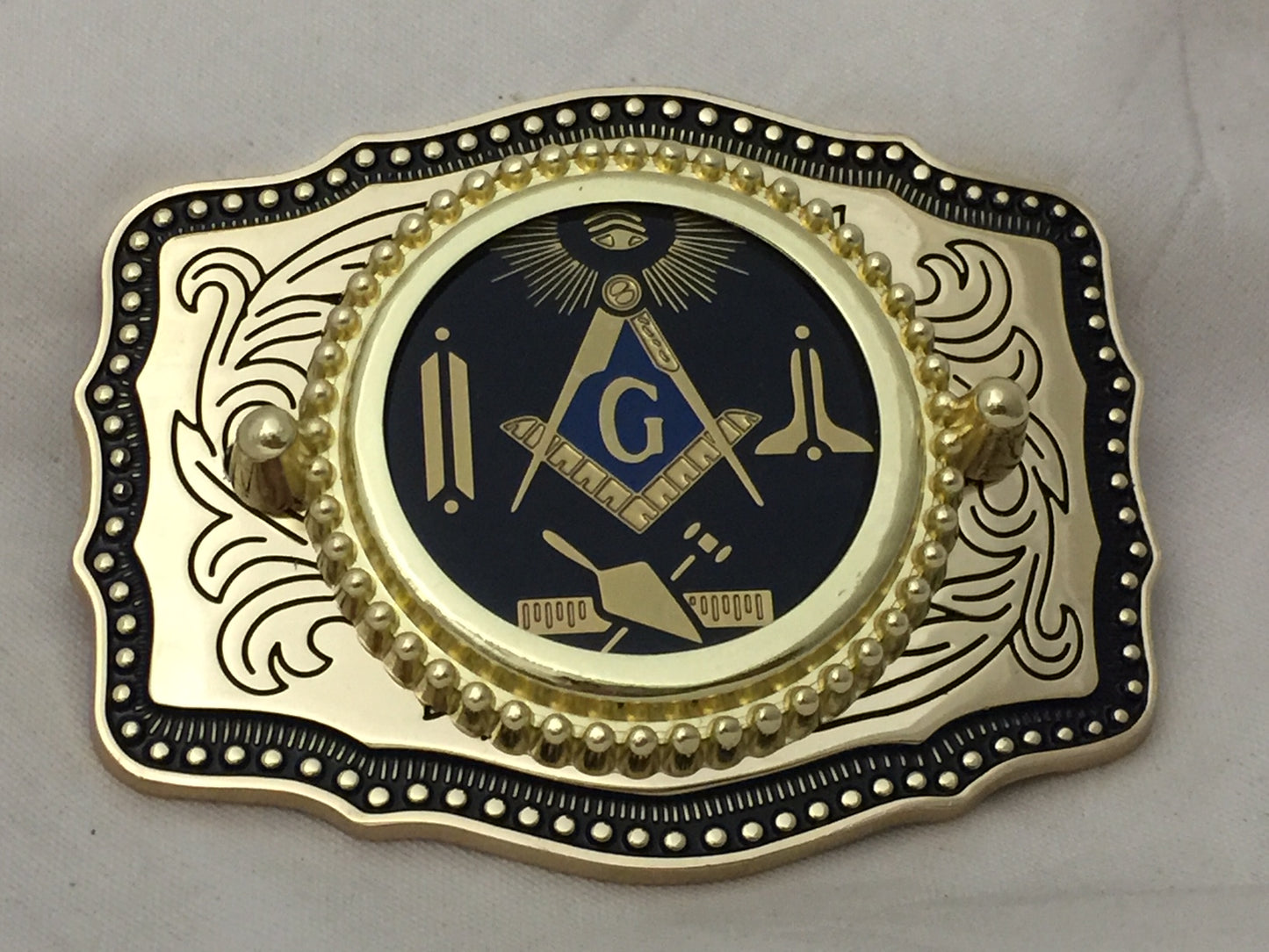 Masonic Symbols Belt Buckle  Western Style Black and Gold