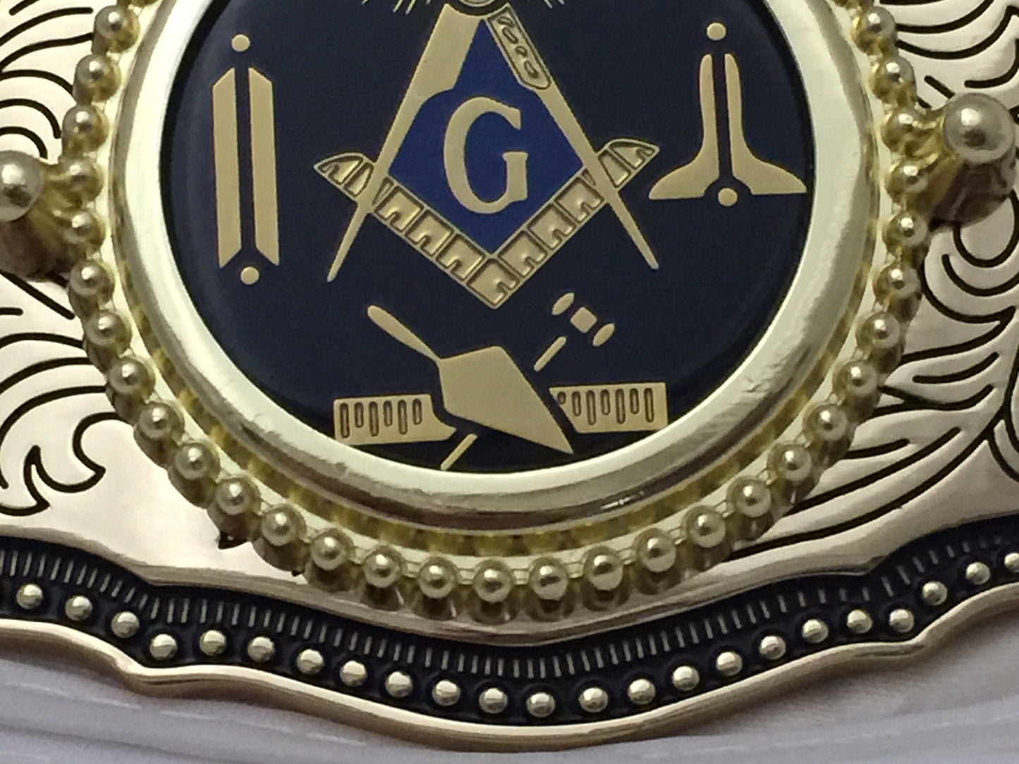 Masonic Symbols Belt Buckle Western Style Black and Gold