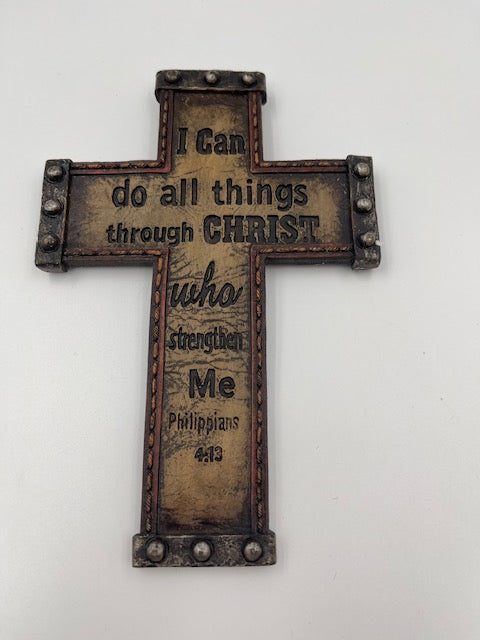 "I can do All Things through Christ who Strenghten Me " Rustic Western Cross