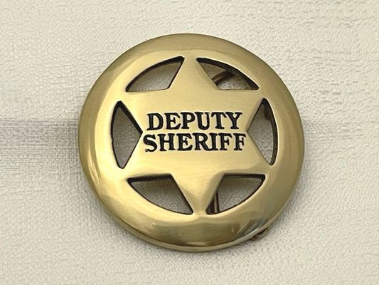 Solid Brass Deputy Sheriff Badge Belt Buckle 6 point