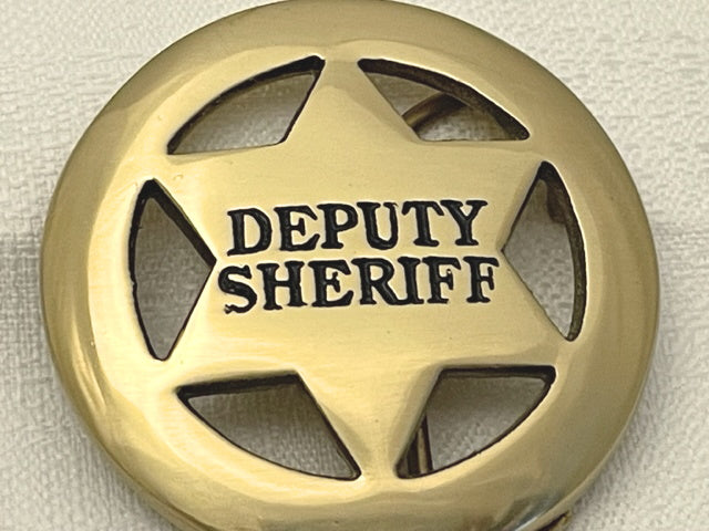 Solid Brass Deputy Sheriff Badge Belt Buckle 6 point