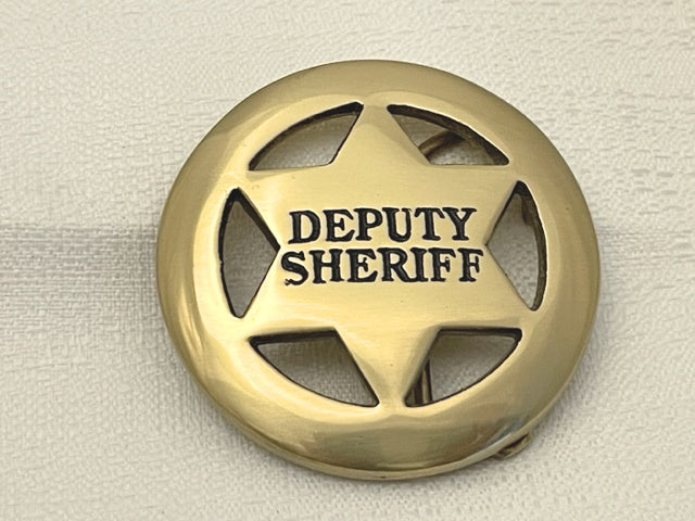 Solid Brass Deputy Sheriff Badge Belt Buckle 6 point