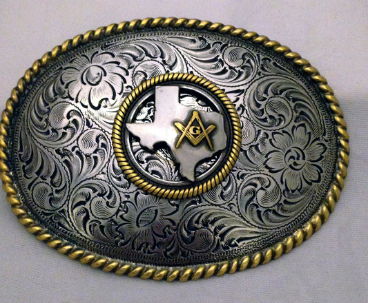 Texas Masonic Western Style Buckle