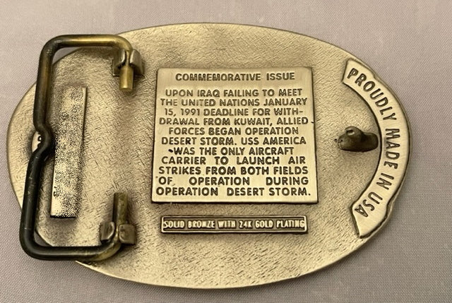 USS America Custom made Navy Belt Buckle CVN-66 (Solid Brass) Gold