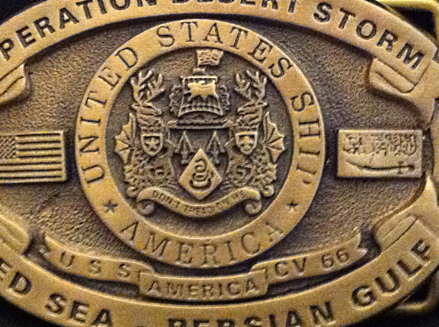 USS America Custom made Navy Belt Buckle CVN-66 (Solid Brass) Gold