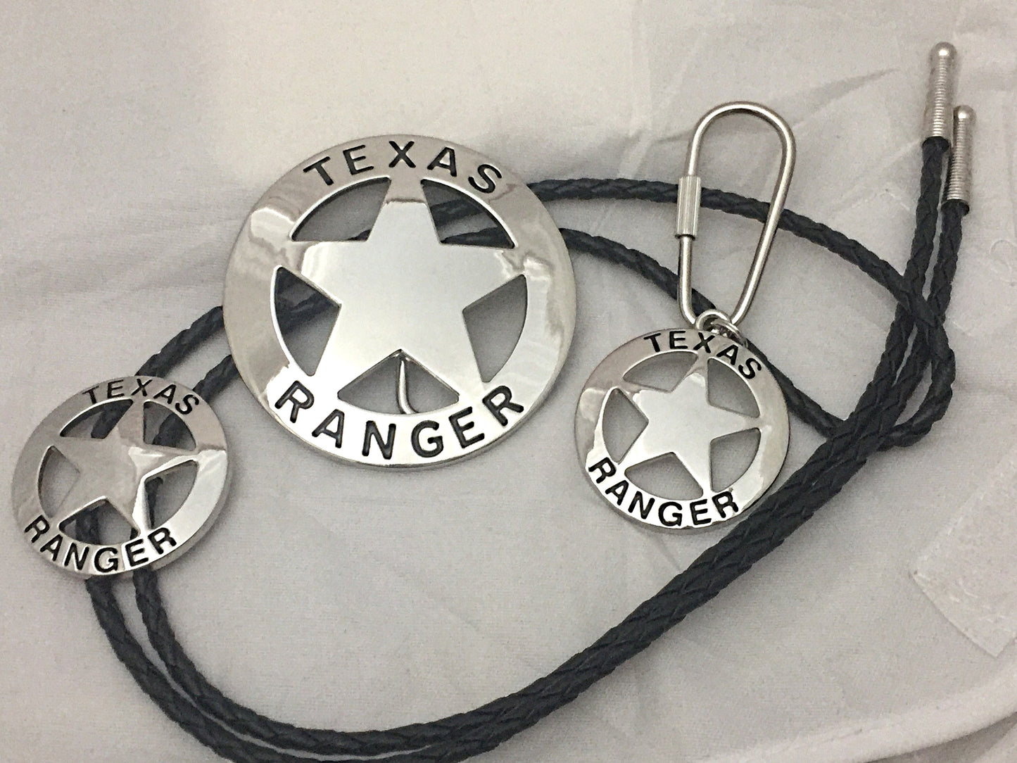 Texas Ranger 3 piece set, belt buckle, bolo and key ring