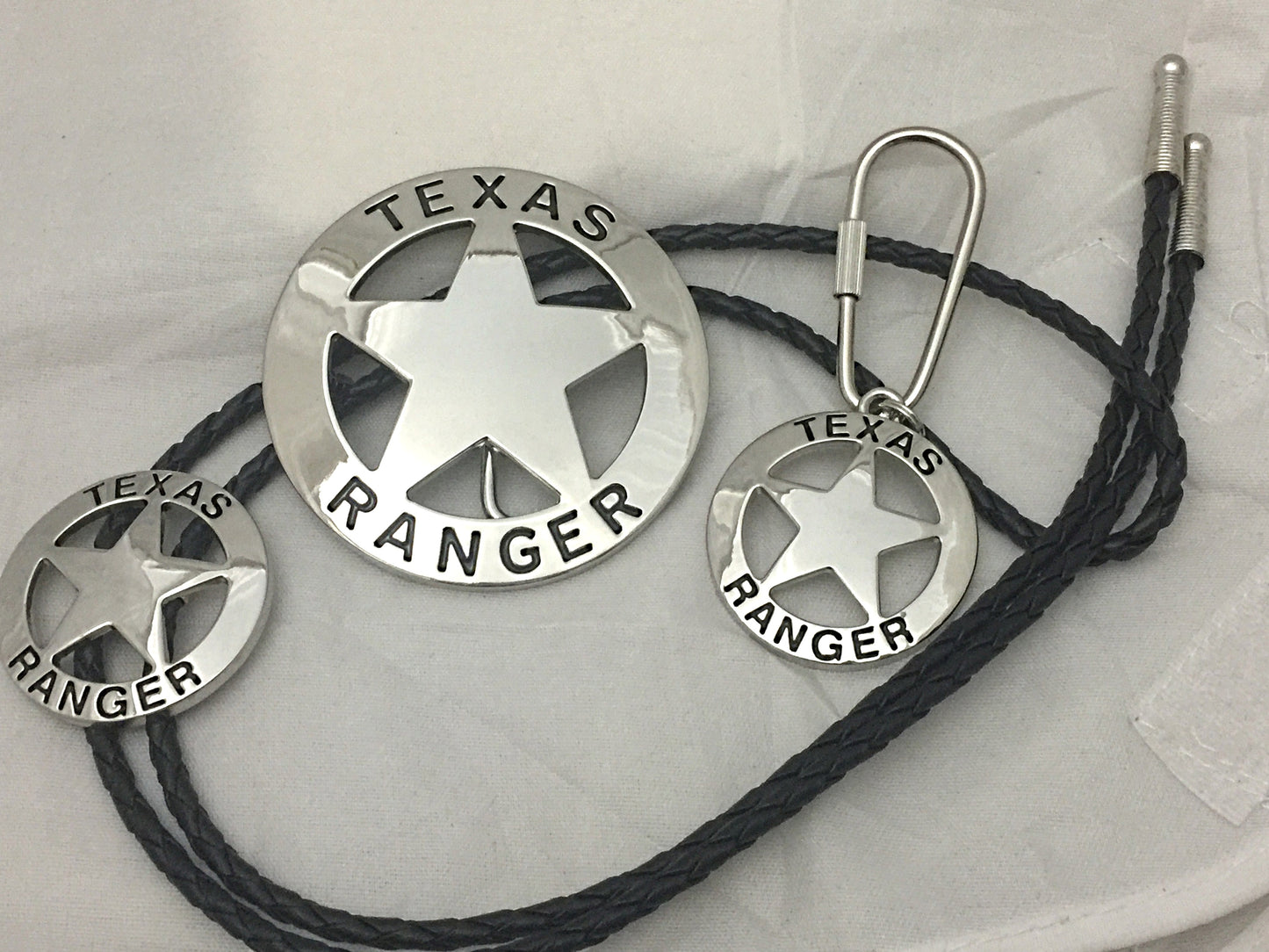 Texas Ranger 3 piece set, belt buckle, bolo and key ring