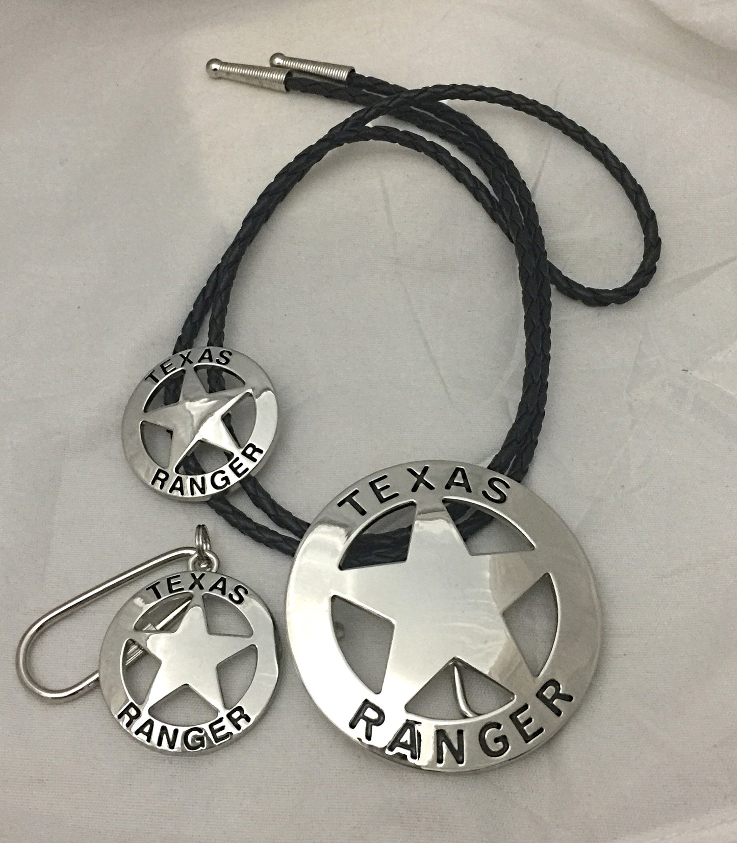 Texas Ranger 3 piece set, belt buckle, bolo and key ring