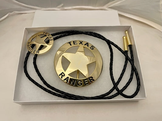 Texas Ranger 2 piece set, belt buckle and bolo (Gold)