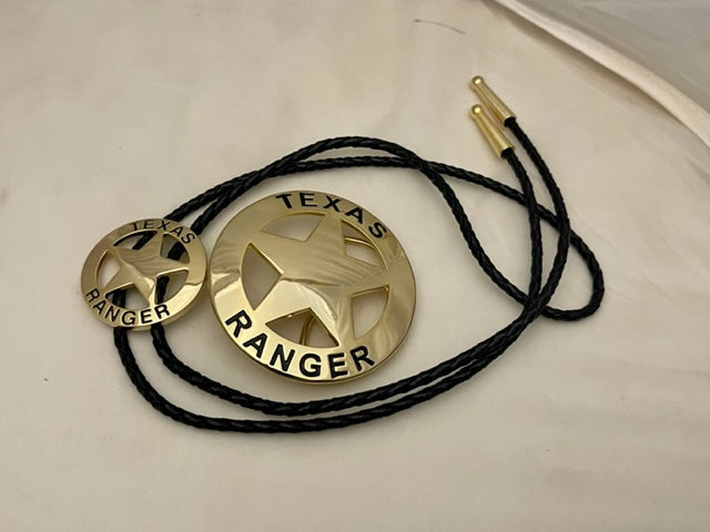 Texas Ranger 2 piece set, belt buckle and bolo (Gold)
