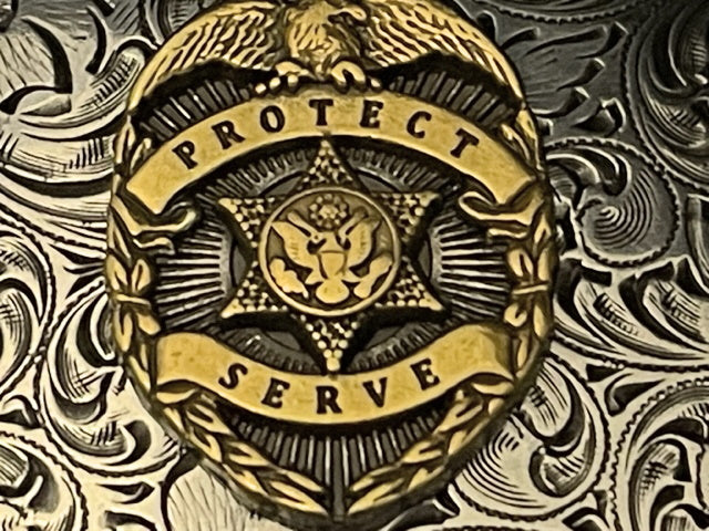 To Protect and Serve Western Style Tribute Buckle