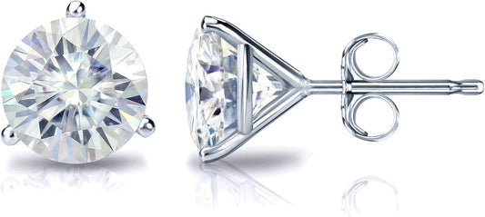 Lab Diamond 14k white gold solitaire earrings  1 carat diamond weight